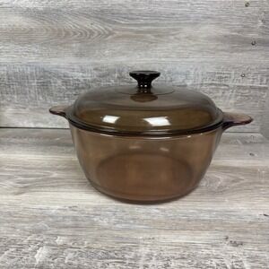 Corning Visions‎ Amber 4.5L 5 Quart Dutch Oven Stock Pot With Lid Glass Cookware